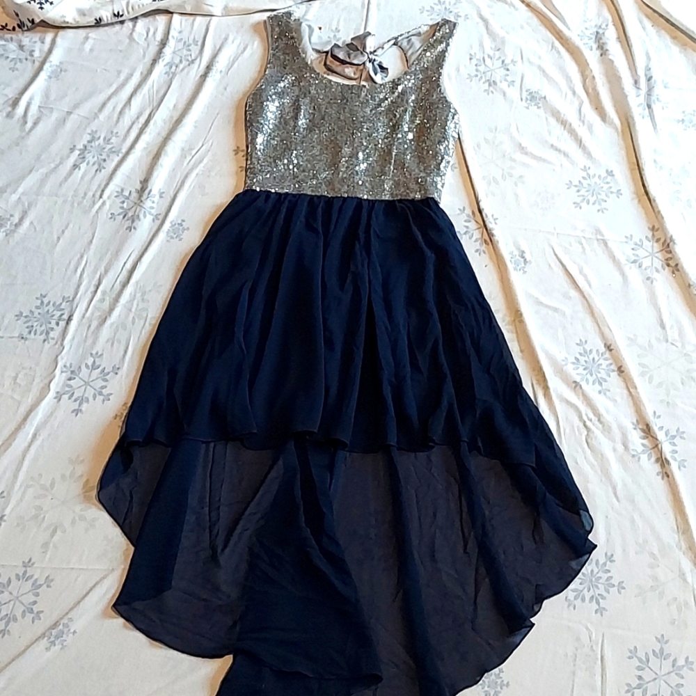 B. Darlin, size 7/8. Silver and royal blue